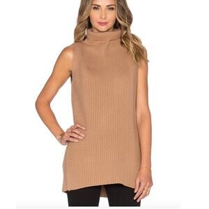 Vince Wool Cashmere Blend Sleeveless Midi Sweater Dress Rib Beige Medium